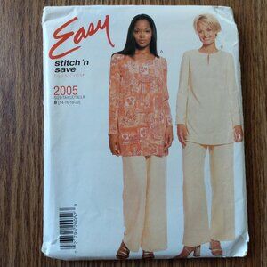 Tunic Top, Pull-On Pants Sewing Pattern Plus Size 14-20 Stitch'n'Save 2005 UNCUT